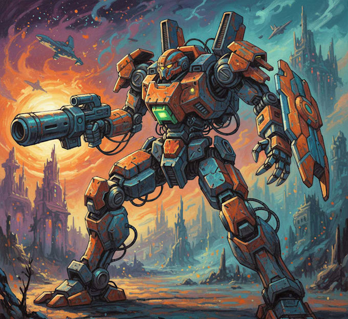 create robot and mech concept art for you