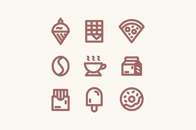 design a 4 simple food and beverage line icons