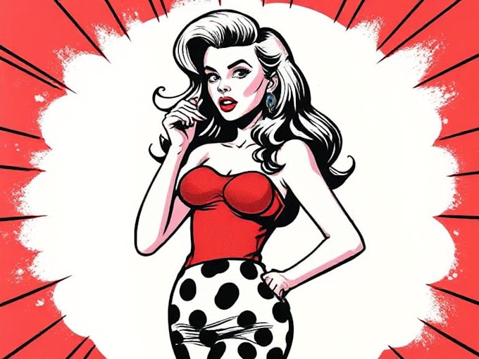 draw a retro pop art roy lichtenstein style