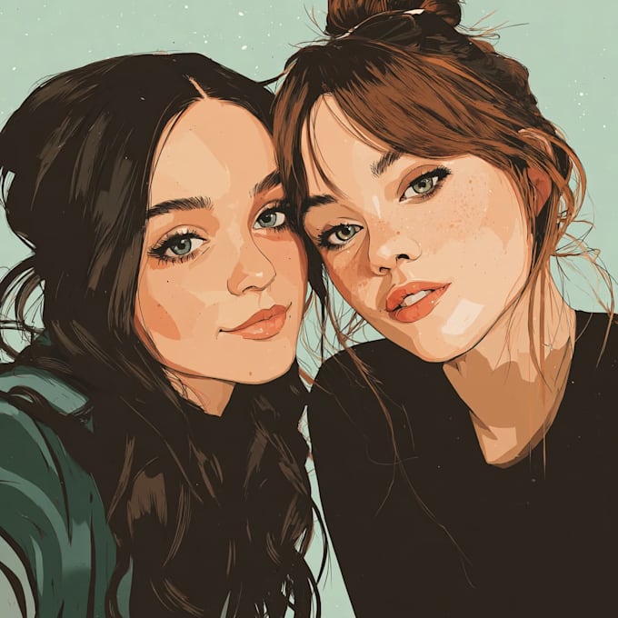 draw vector character logo and friendship portrait