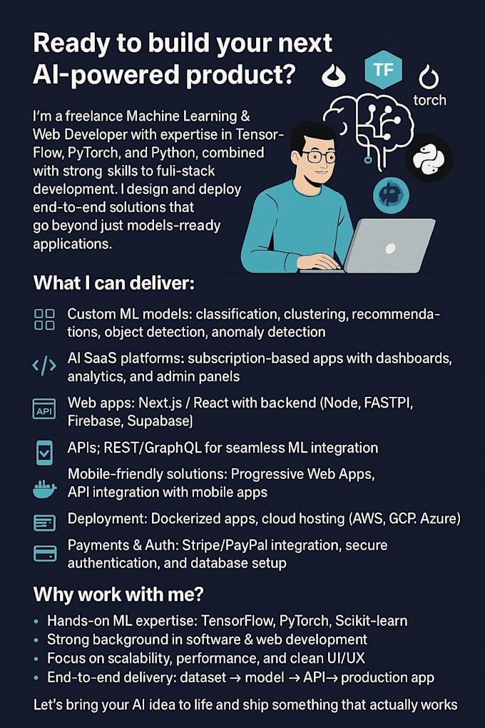 develop an ai web application, ai saas and  full stack website develop