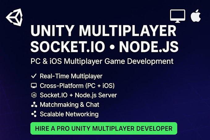 Create unity game multiplayer, socket io multiplayer, nodejs game ...
