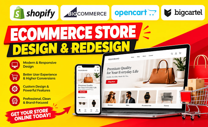 design or redesign big cartel store website, bigcommerce, opencart, shopify