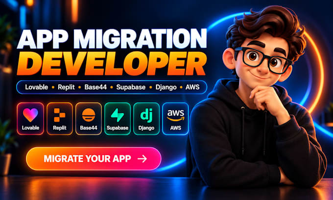 migrate lovable to supabase, replit base44 migration django backend aws hosting