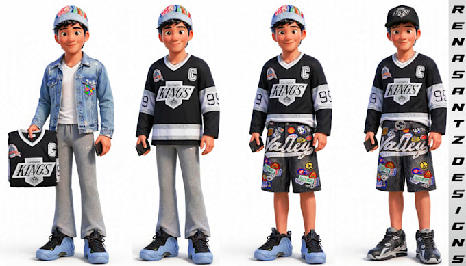 create a 3d disney pixar style cartoon character any outfit