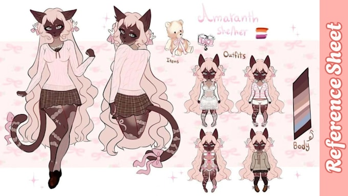 draw high quality furry ref sheet, fursona ref sheet, anthro character ref sheet