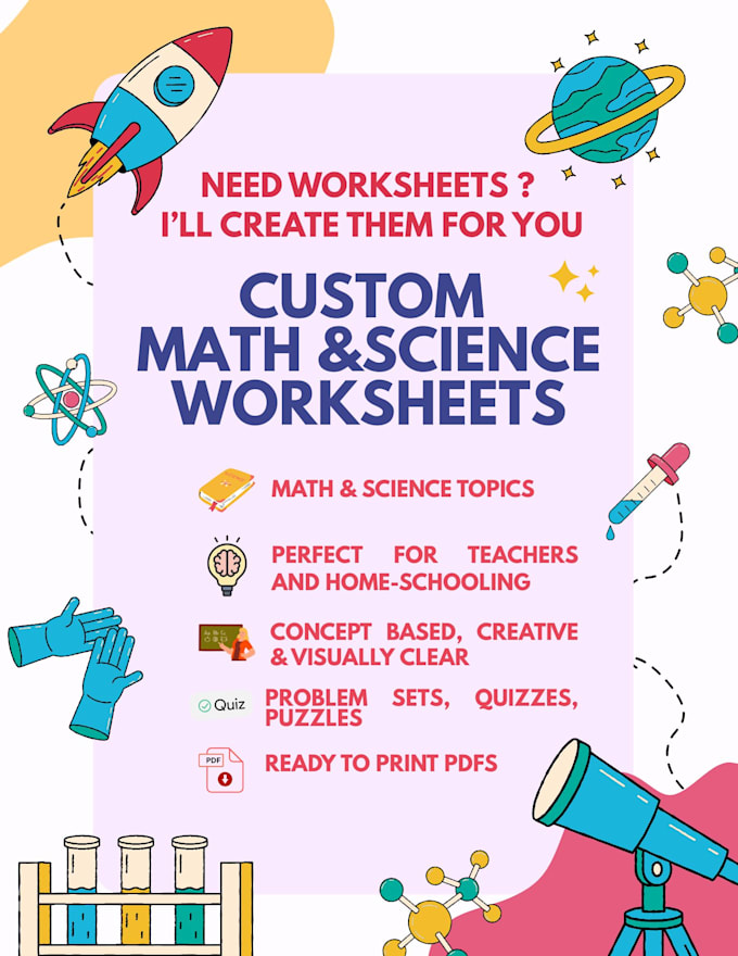 create customized math and science worksheets with solutions