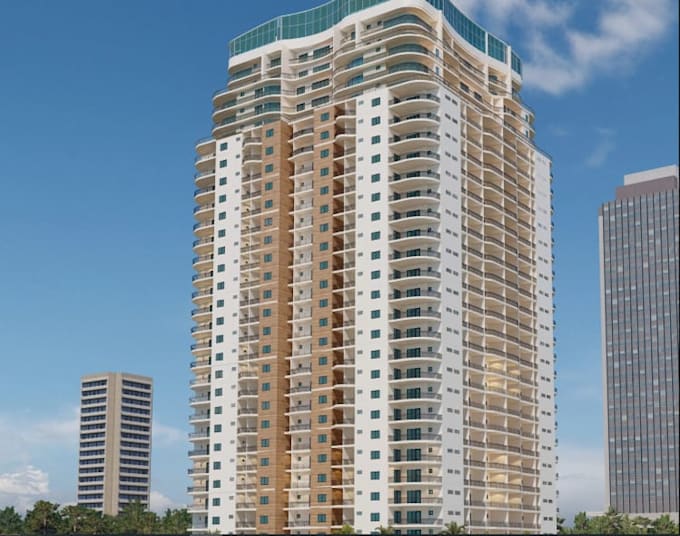 rebuild 3d skyscraper,luxury apartment tower,highrise residential, city planning