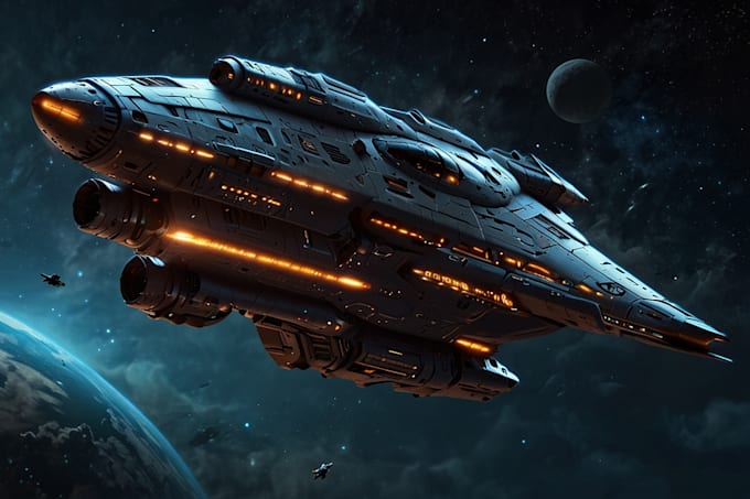 illustrate a sci fi spaceship art