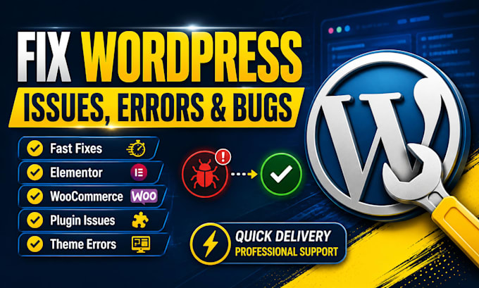 fix wordpress issues, fix wordpress errors, fix wordpress website bugs