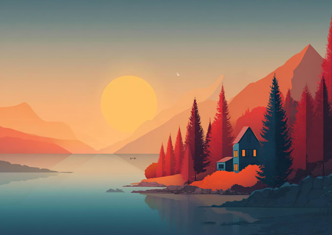 illustrate beautiful flat landscape illustration art