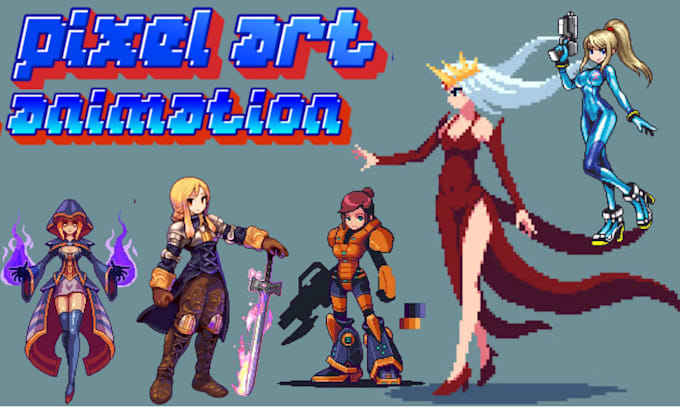 do pixel art sprite, 2d sprite, pixel art animation for game