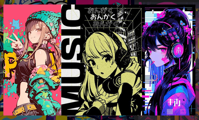 Design custom anime manga album cover art in hip hop rap lofi emo ...