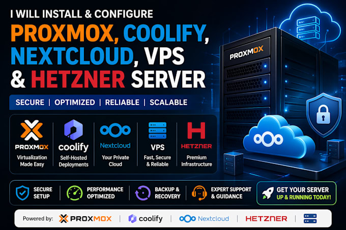 install and configure proxmox, coolify, nextcloud, vps and hetzner server