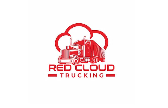 design unique red cloud trucking logo