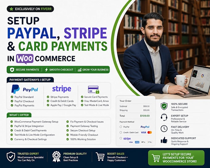 setup paypal, stripe and card payments in woocommerce