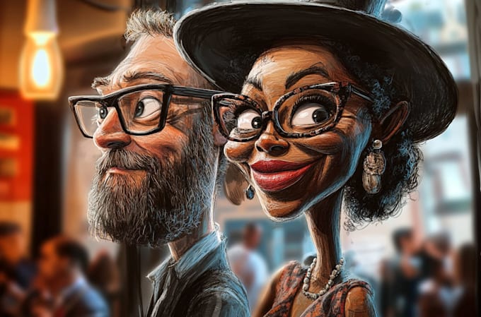 draw artistic cartoon caricatures