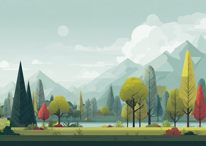 make a vector landscape flat illustration
