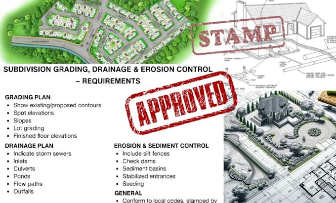 create detailed subdivision site grading drainage and erosion control drawings