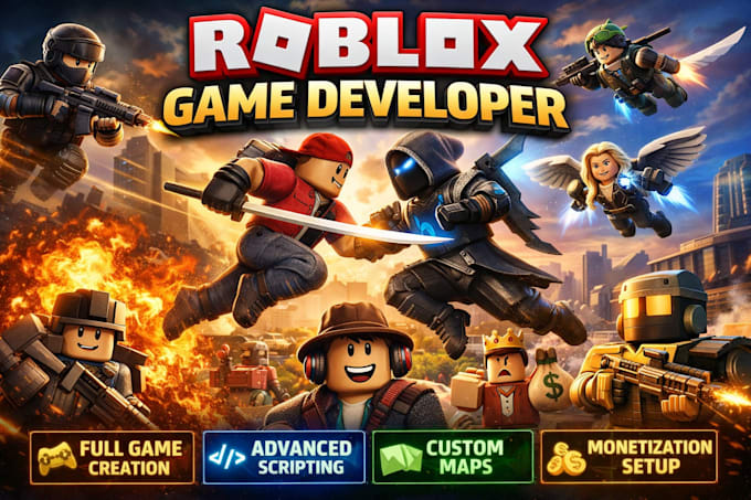 develop you a roblox game with lua scripting and roblox map