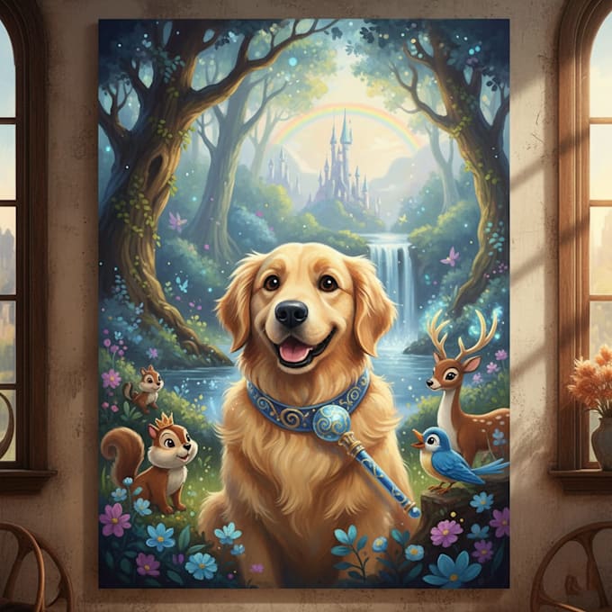 disney style pet portrait