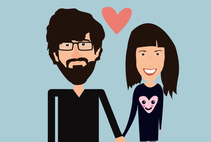 create a cute valentines day couple cartoon