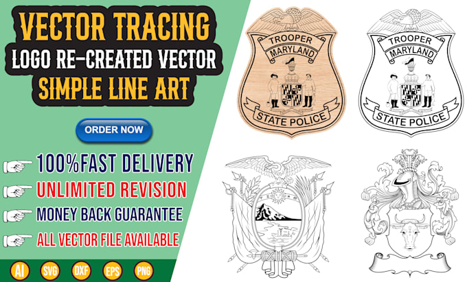 create vector tracing simple line art logo re created vector