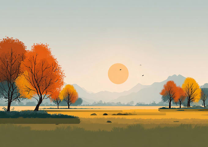 illustrate beautiful flat landscape illustration art