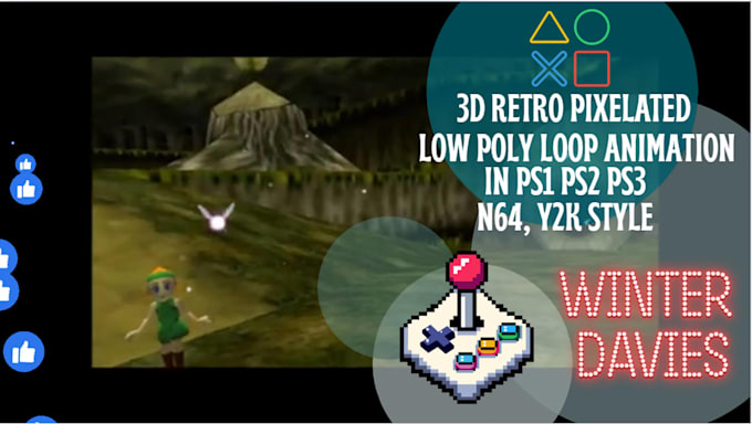 create 3d lowpoly loop animation, retro ps1 ps2 n64 video, lofi music visualizer