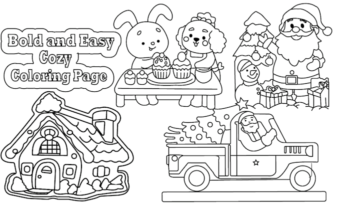 make cozy bold and easy coloring pages for kids