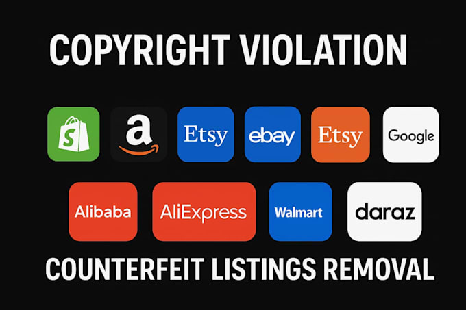 remove copied products from amazon, shopify, etsy, ebay under dmca