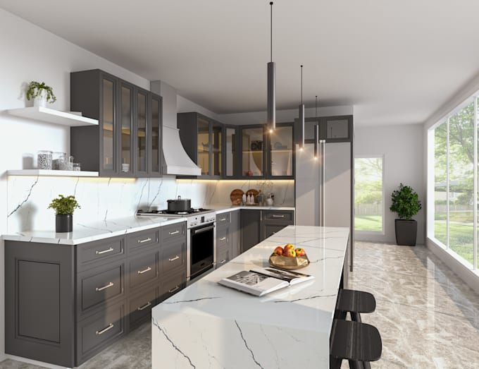 design kitchen 3d modeling rendering