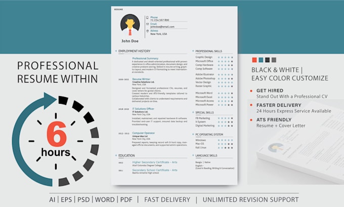 design a professional CV, resume, and cover letter