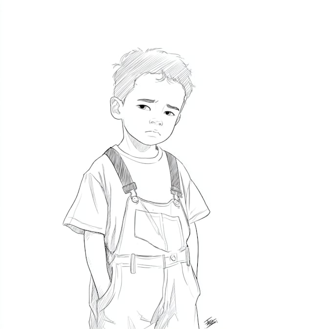 illustrate kids portrait sketch