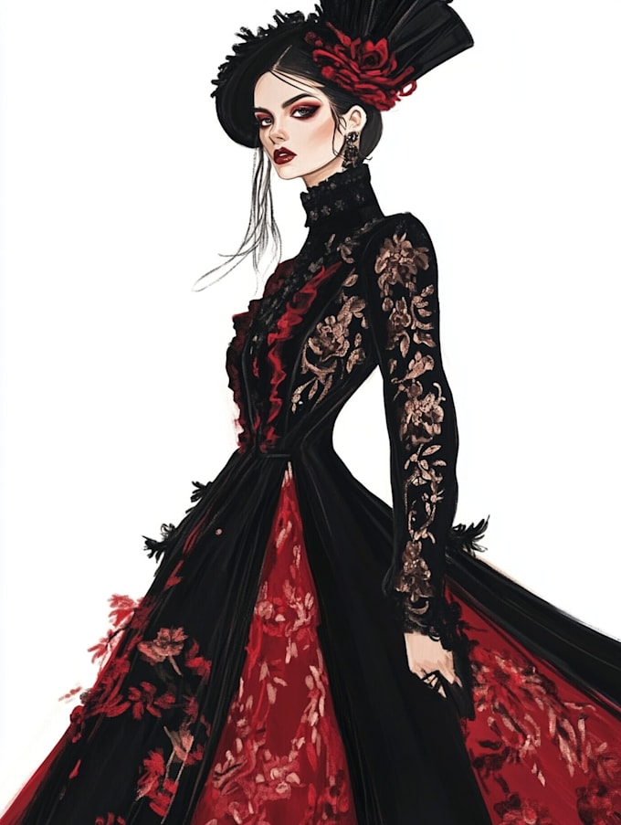 Create professional fashion illustration, sketch by Phoenixwildexd | Fiverr