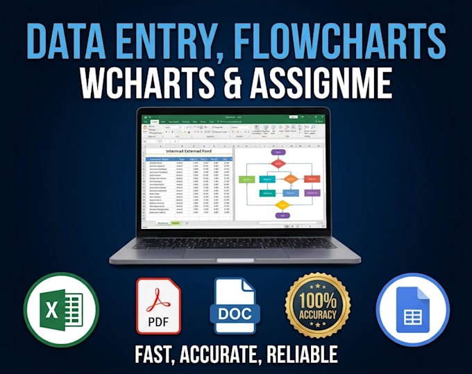 do all type of data entry and flow chart making, assignment making ,other typing