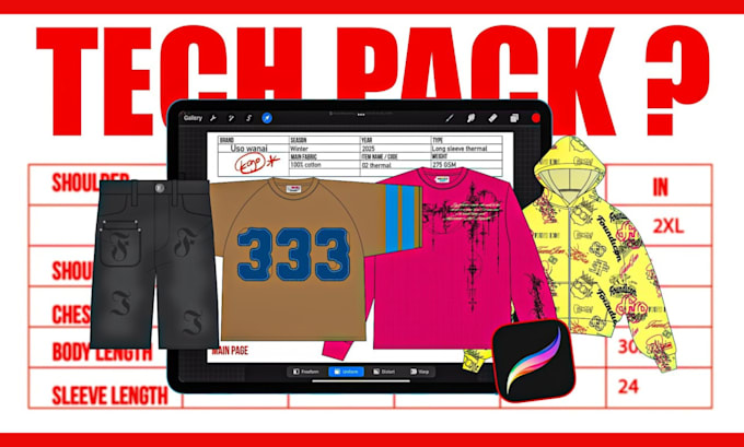do clothing mockup, tech pack design, graphic tee, merch and hoodie design