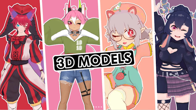 3d models, vrchat avatars, vtuber characters furry and nsfw models animation