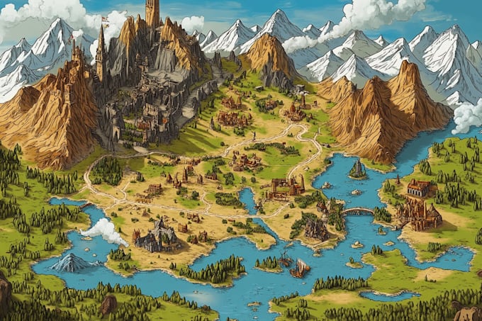 do fantasy map design map maker vector map illustration