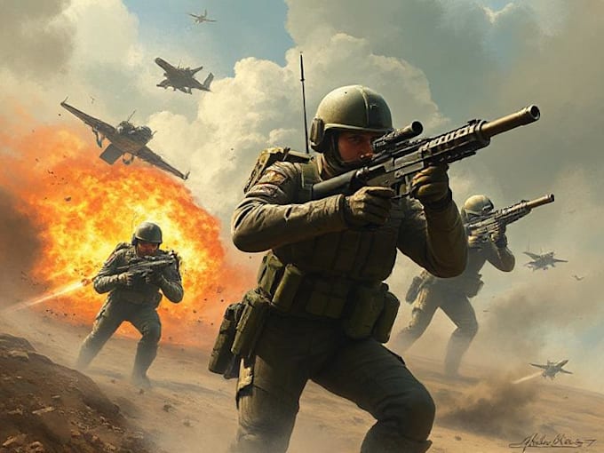 create realistic military, war, or sci fi illustrations