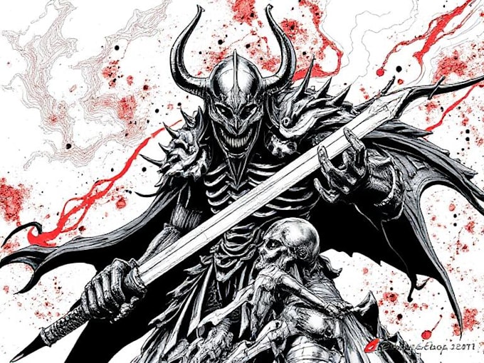 do custom dark berserk style art in high quality