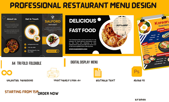 professional restaurant menu design, food menu card or digital menu