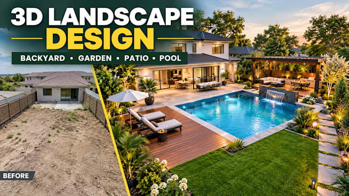design your backyard, garden, patio, pool, and 3d landscape