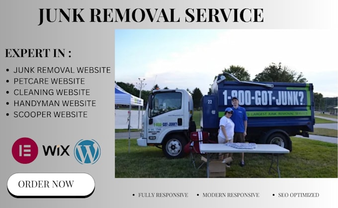 design wordpress junk removal website, handyman website and landing page