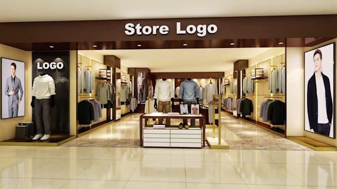 do 3d clothing store design, retail shop, 3d fashion boutique