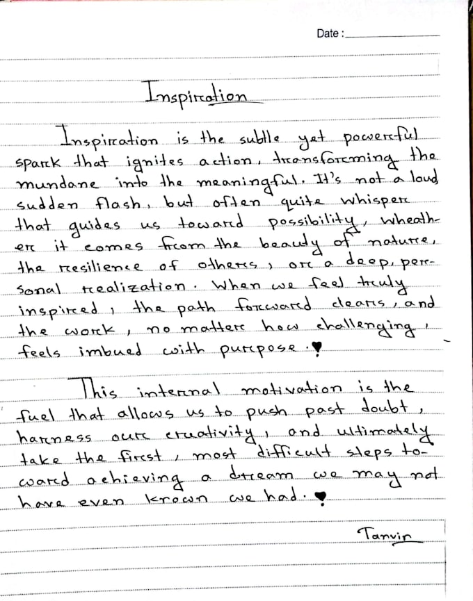 Handwrite your notes, letters or assignments in english by ...