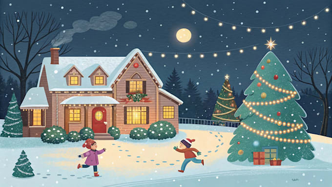 create christmas, greeting cards with hand drawn