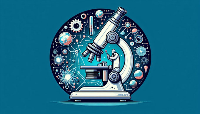 design microscope science isolated logo bonus free editible file