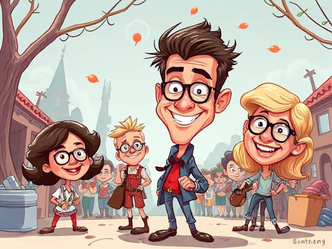 draw artistic cartoon caricatures