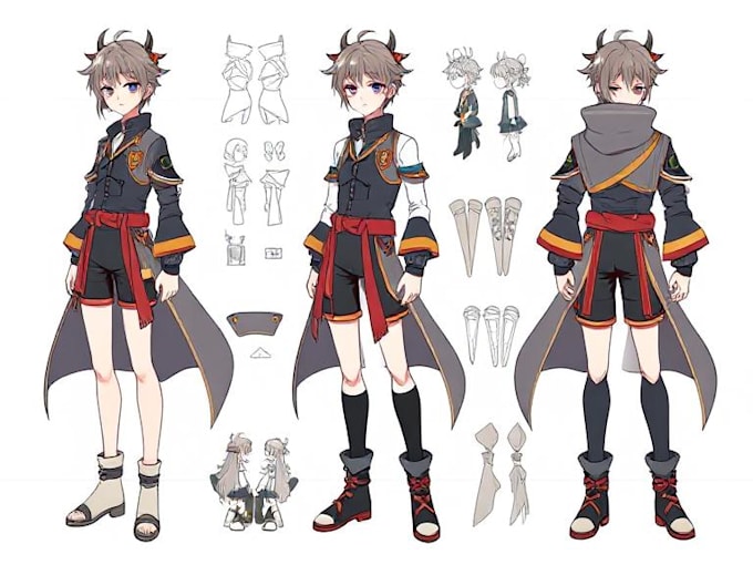 Draw character design sheet in anime style by Vequainone | Fiverr
